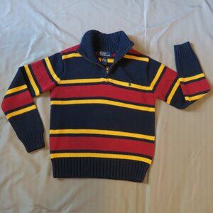 Polo by Ralph Lauren Boys Navy Blue, Yellow & Maroon Pullover Sweater Size7